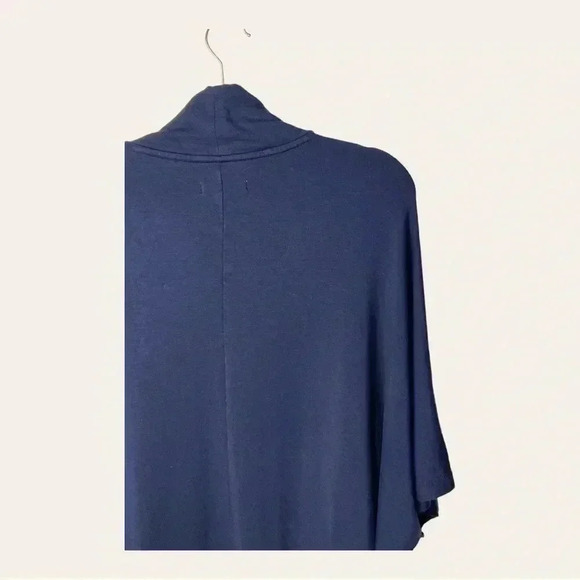 0422W. Lou&grey‎ FOR LOFT PONCHO STYLE MOCK NECKLINE TOP NAVY BLUE SIZE MEDIUM - Picture 10 of 11